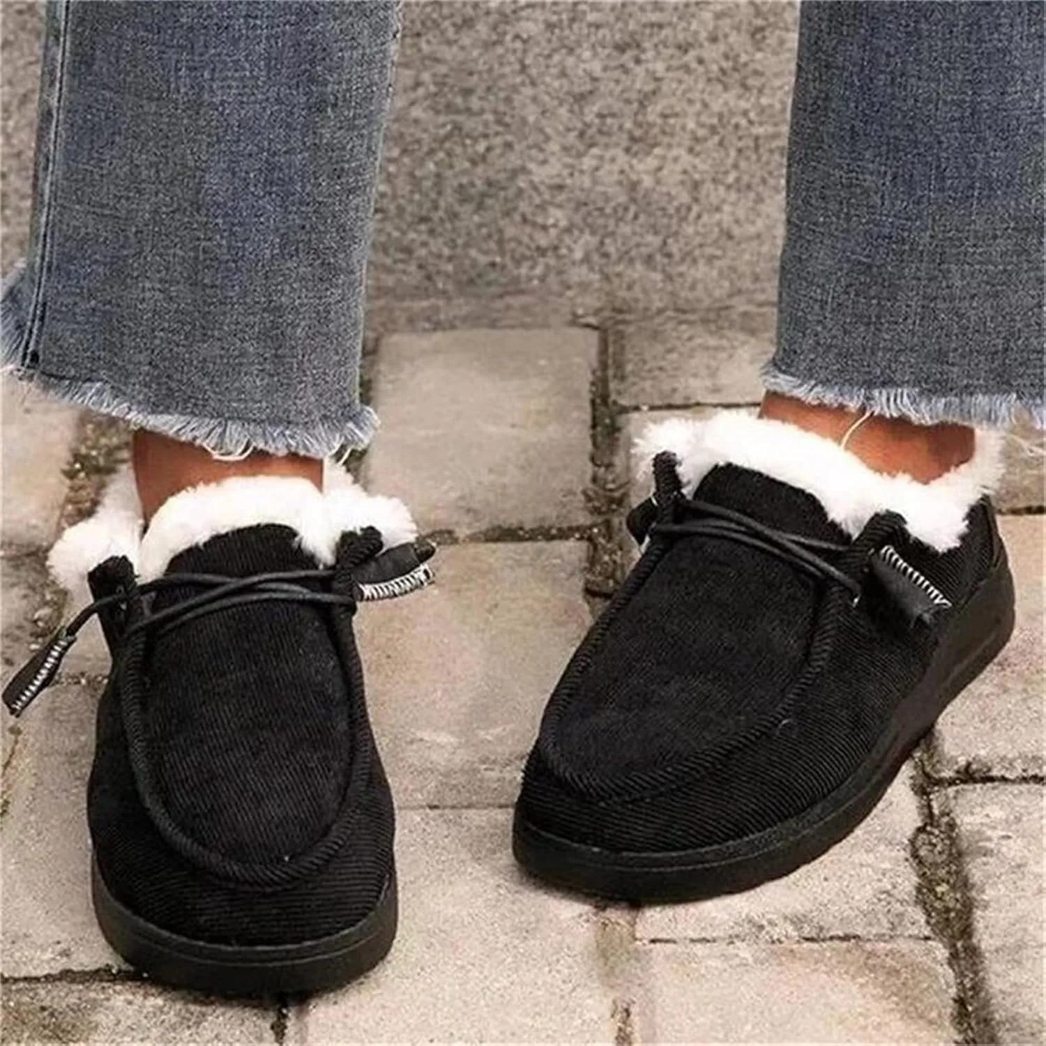 Winter Boots For Women 2024 Slip On Warm Snow Ankle Booties Fashion Fur Lined Outdoor Comfortable Loafers Shoes