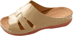 Women Summer Solid Slip On Casual Open Toe Wedges Comfortable Beach Shoes Sandals Slippers Strapped Sandals for Women