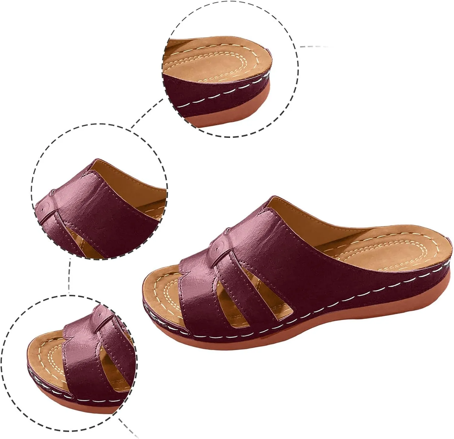 Women Summer Solid Slip On Casual Open Toe Wedges Comfortable Beach Shoes Sandals Slippers Strapped Sandals for Women