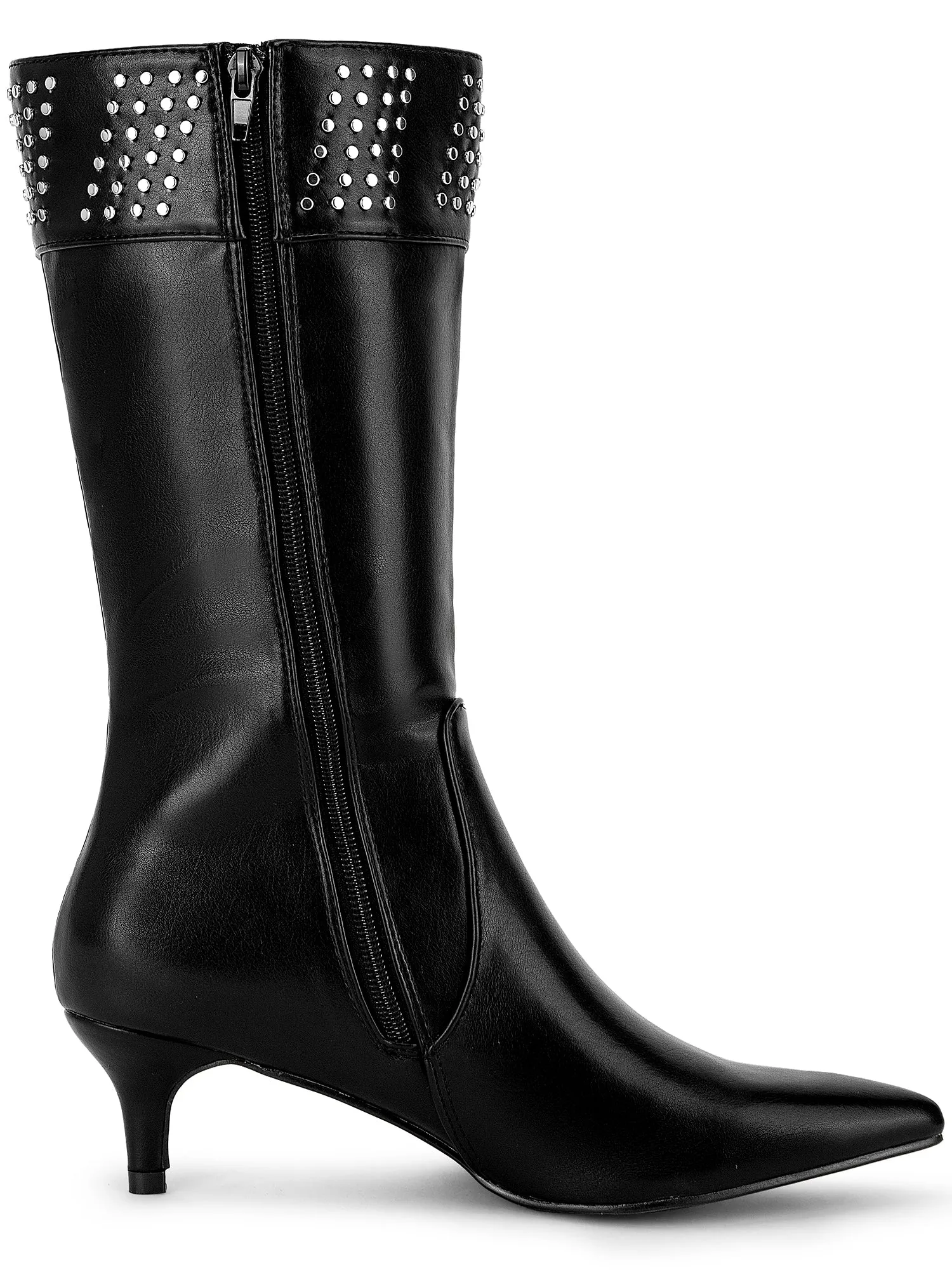 Women's Pointed Toe Kitten Heels Knee High Boots