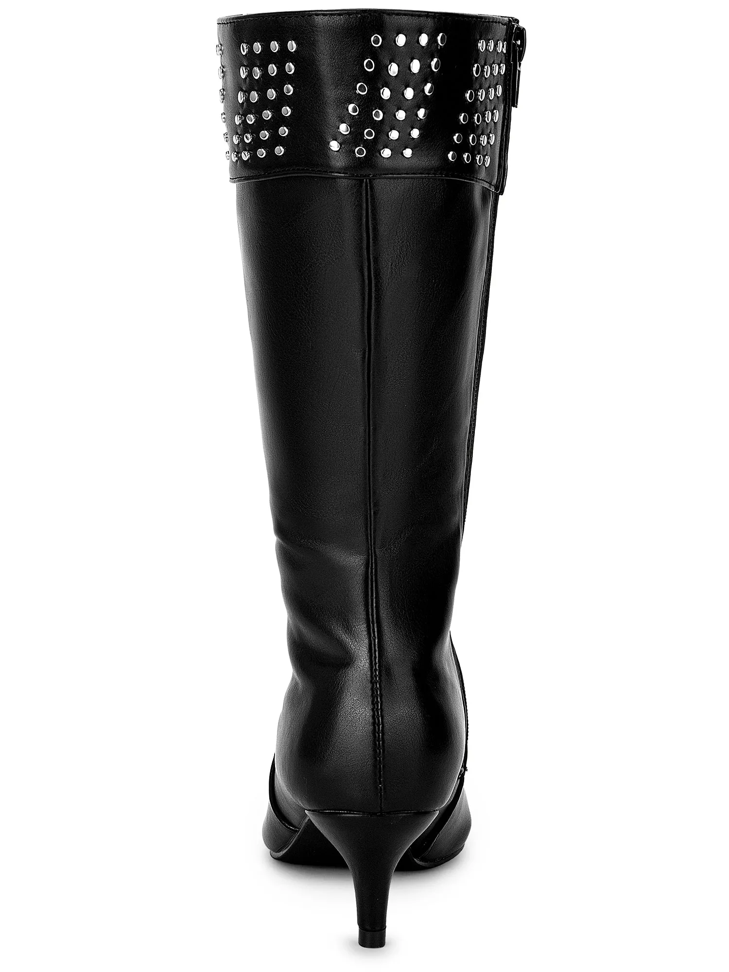 Women's Pointed Toe Kitten Heels Knee High Boots