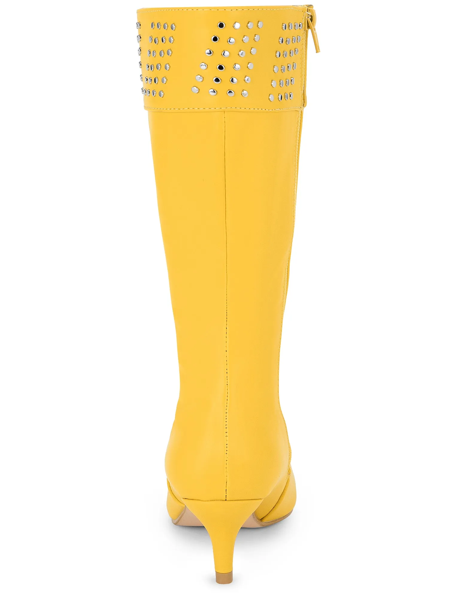 Women's Pointed Toe Kitten Heels Knee High Boots