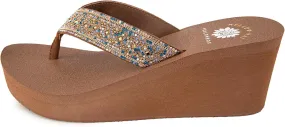Yellow Box Women's Waneta Wedge Sandal, Round Toe, Medium-High 2.75 Inch Heel, 1 Inch Platform Comfortable Flip-Flop