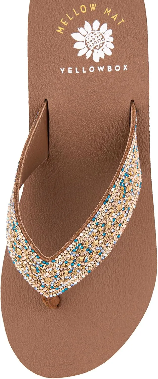 Yellow Box Women's Waneta Wedge Sandal, Round Toe, Medium-High 2.75 Inch Heel, 1 Inch Platform Comfortable Flip-Flop